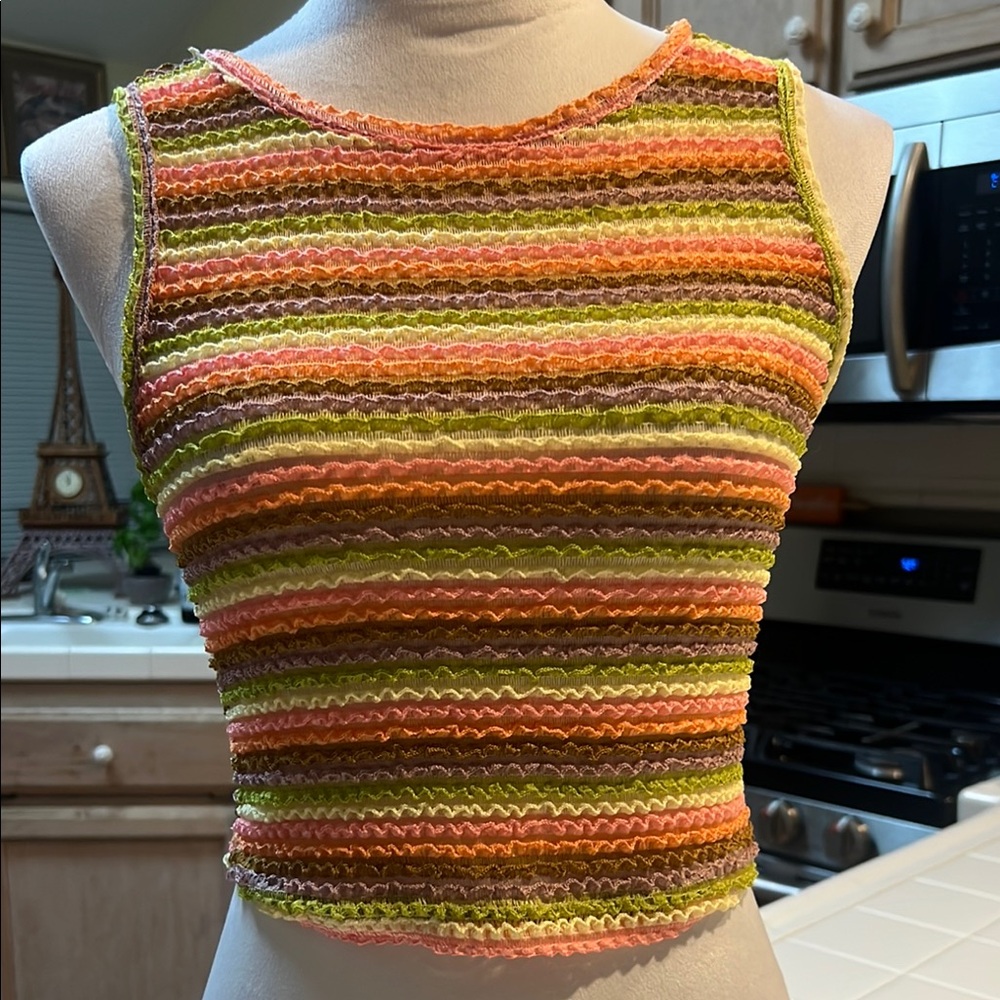 New Striped Multicolor Sleeveless Top size Medium